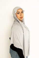 light gray silver jersey hijab