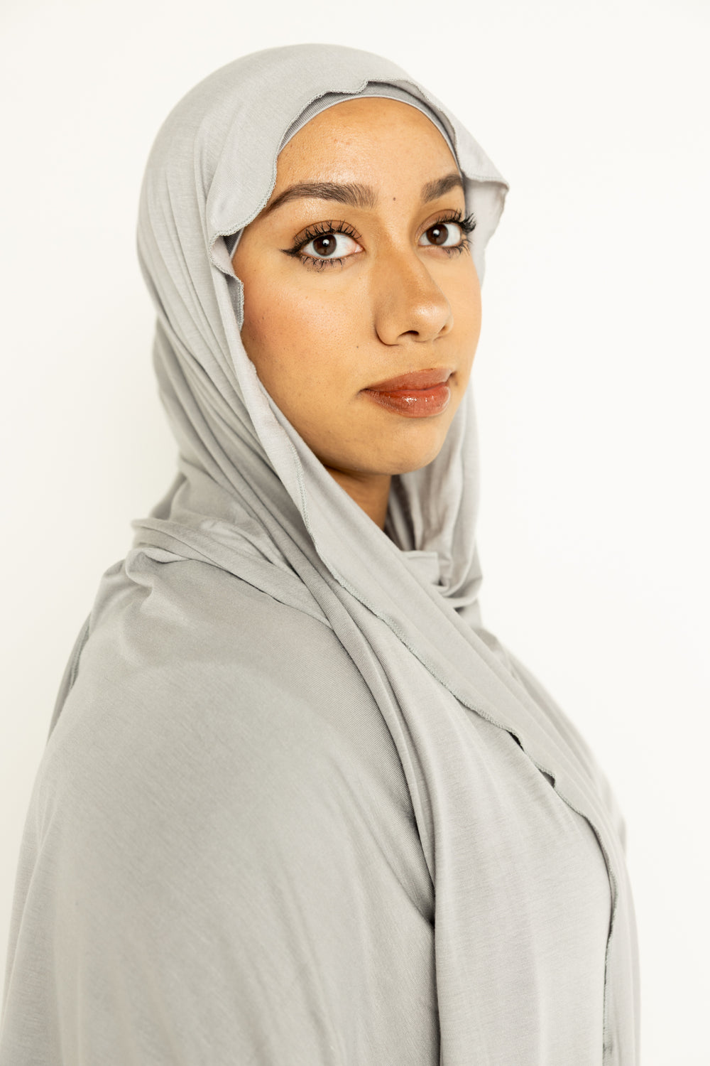 light gray silver jersey hijab