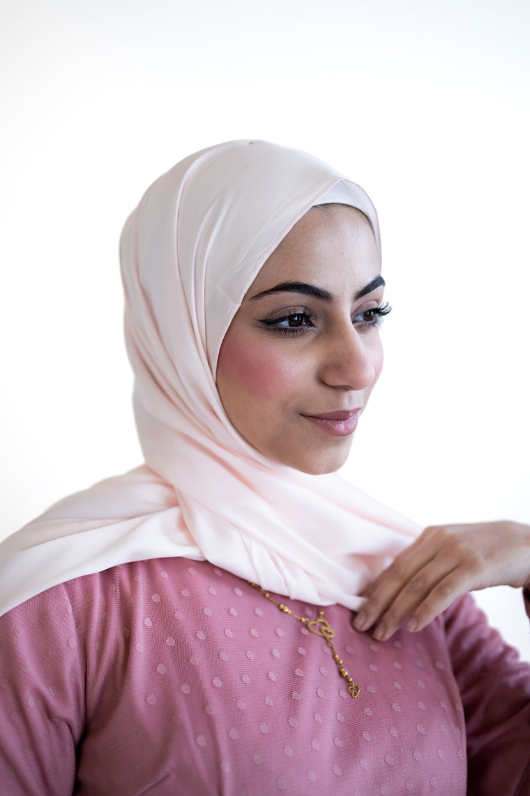 solid satin light pink hijab