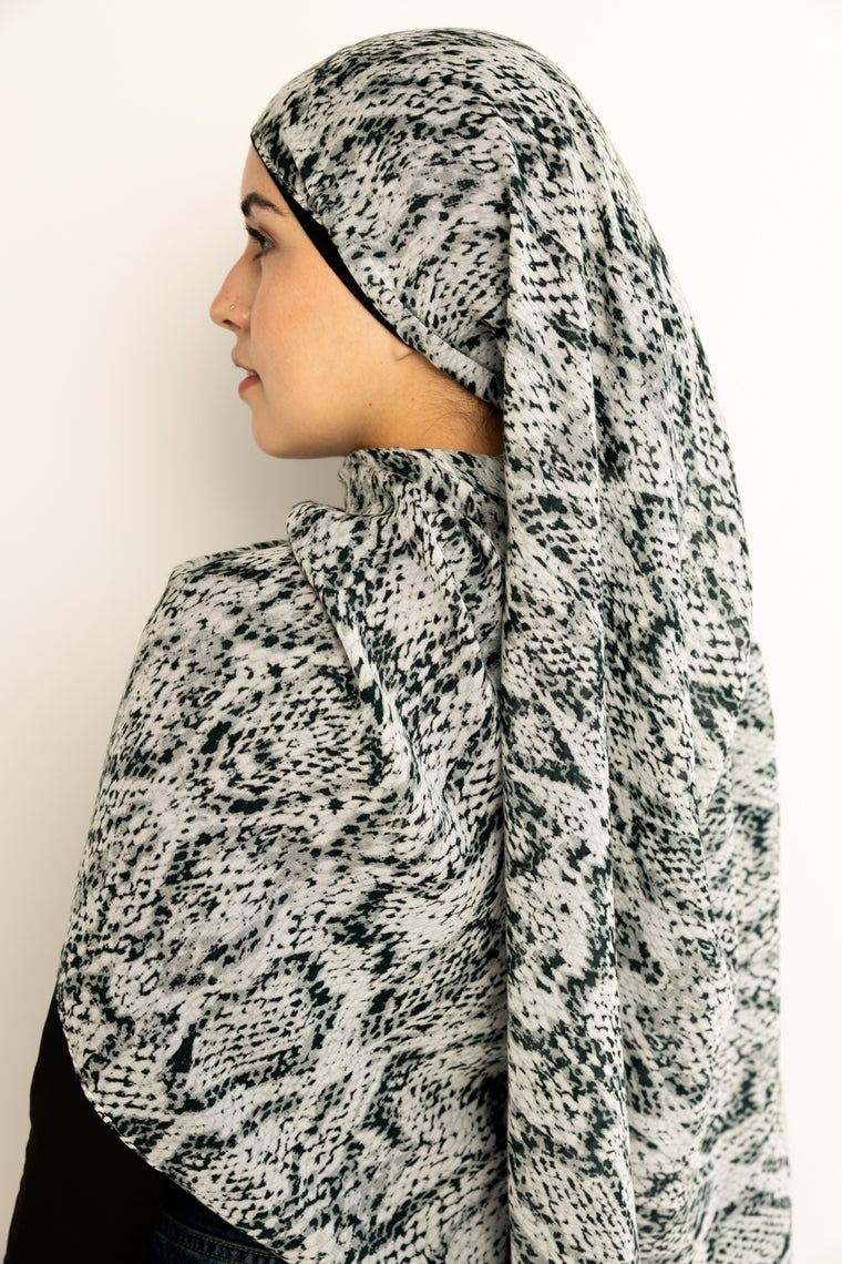 snake skin animal print modal hijab in size standard