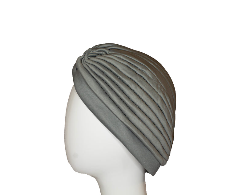 Slip-on Pleated Turban - Gray