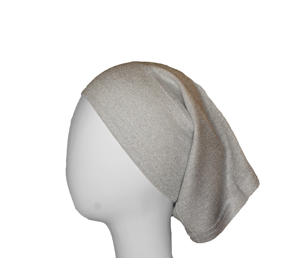 white silver shimmer under cap