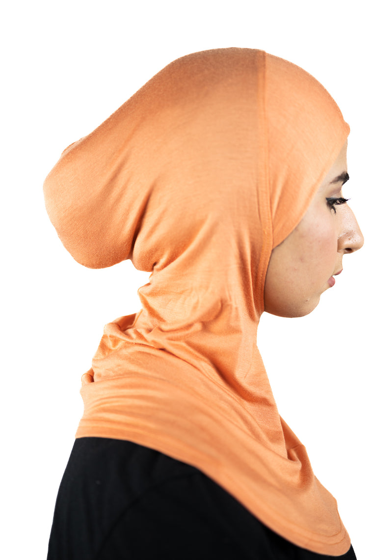 orange mango ninja underscarf worn under the hijab to cover the hair and neck