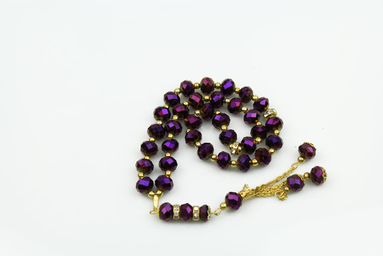 Tasbeeh with gold chain (33 beads) - Purple