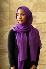 solid purple hijab made with modal fabric