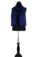 solid navy hijab made with modal fabric and embellished with lace at the ends