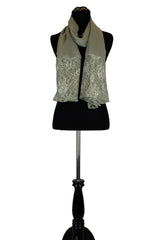 solid gray hijab made with modal fabric and embellished with lace at the ends