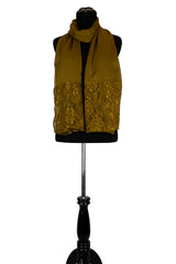 solid mocha hijab made with modal fabric and embellished with lace at the ends