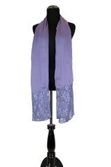 solid periwinkle hijab made with modal fabric and embellished with lace at the ends