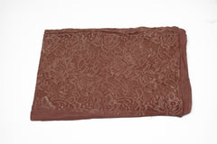 solid mauve hijab made with modal fabric and embellished with lace at the ends