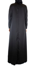 simple black abaya with a zipper and pockets