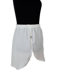 fake shirt extender in white with buttons and an elastic waistband