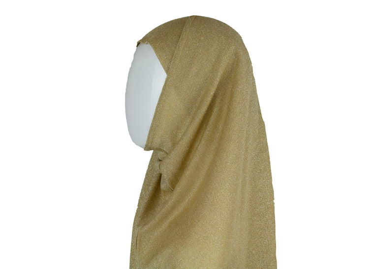Two Piece Shimmer Jersey Hijab - Gold