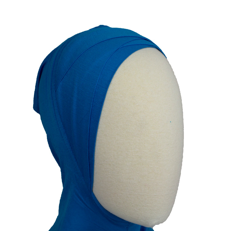 blue criss cross ninja under cap for the hijab