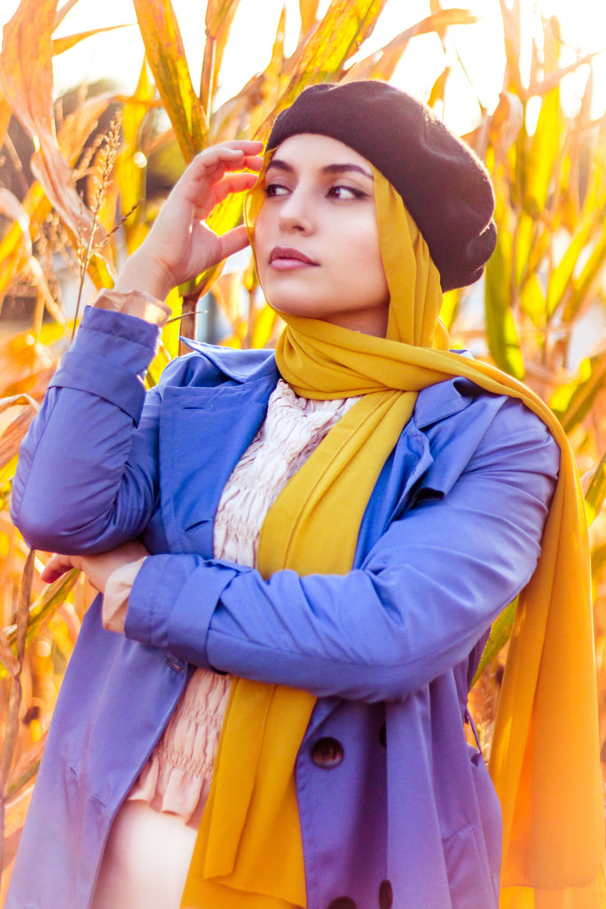 sunflower yellow chiffon hijab