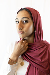 dark red maroon jersey hijab