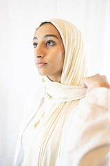 ivory beige jersey hijab