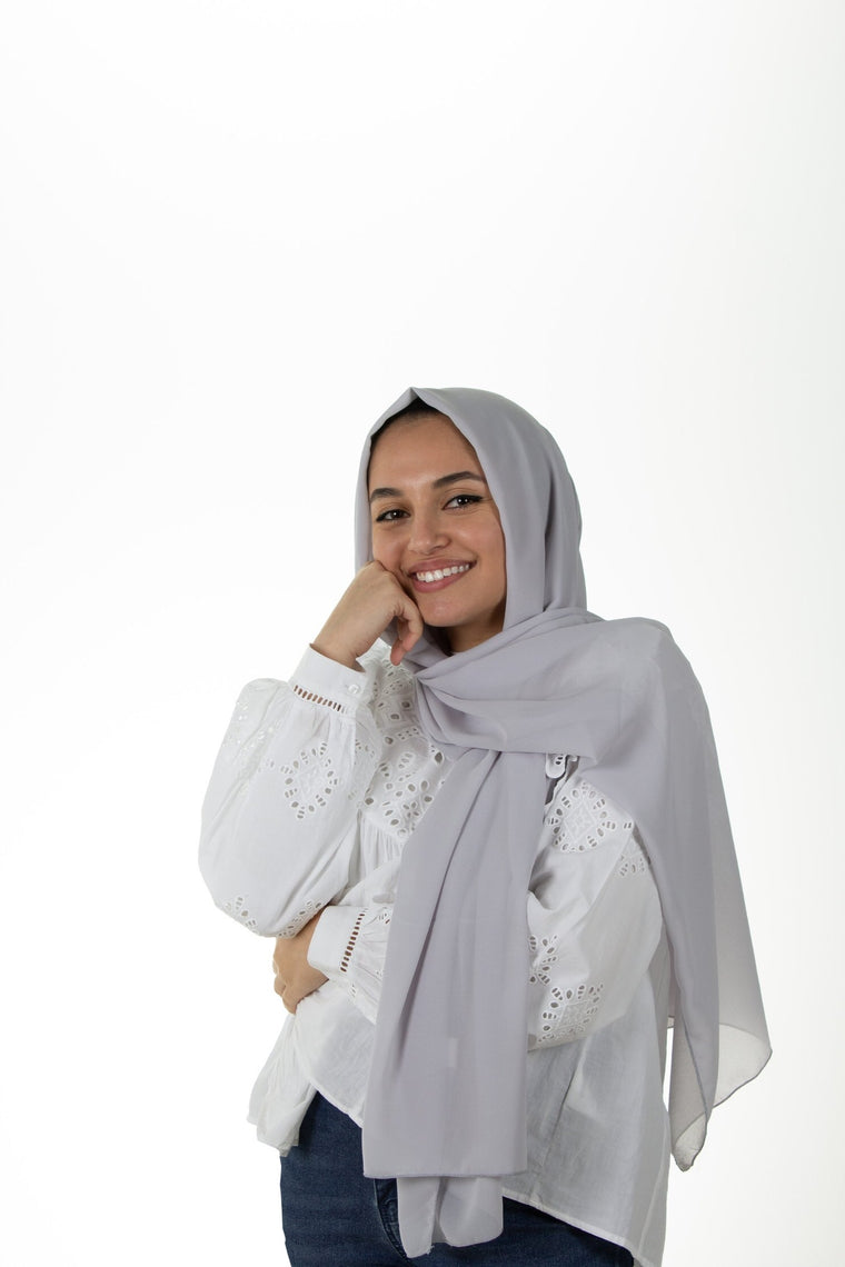 Premium Chiffon Hijab - Silver