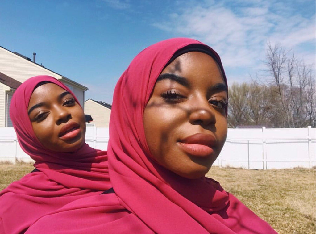 mulberry pink chiffon hijab