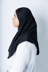 One Piece Slip on Jersey Hijab - Black