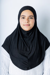 One Piece Slip on Jersey Hijab - Black