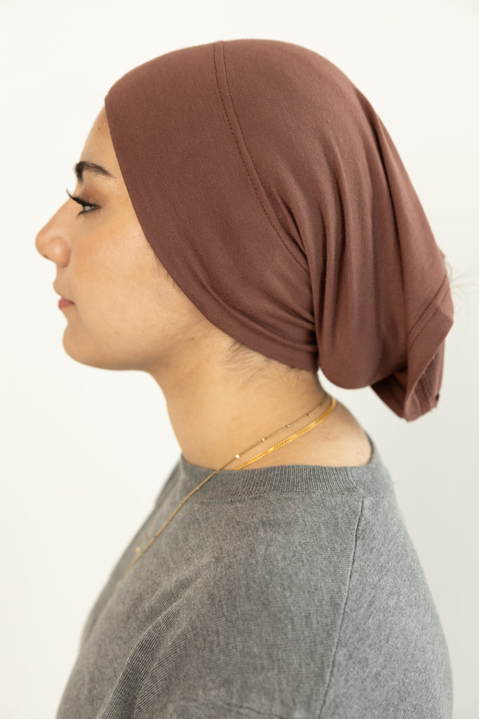 chocolate brown under scarf tube cap for hijab