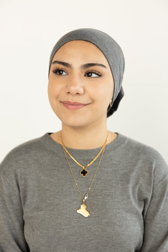 dark heathered gray under scarf tube cap for hijab