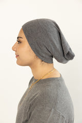 dark heathered gray under scarf tube cap for hijab