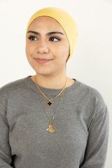 dull yellow under scarf tube cap for hijab