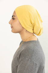 dull yellow under scarf tube cap for hijab