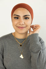 burnt orange under scarf tube cap for hijab