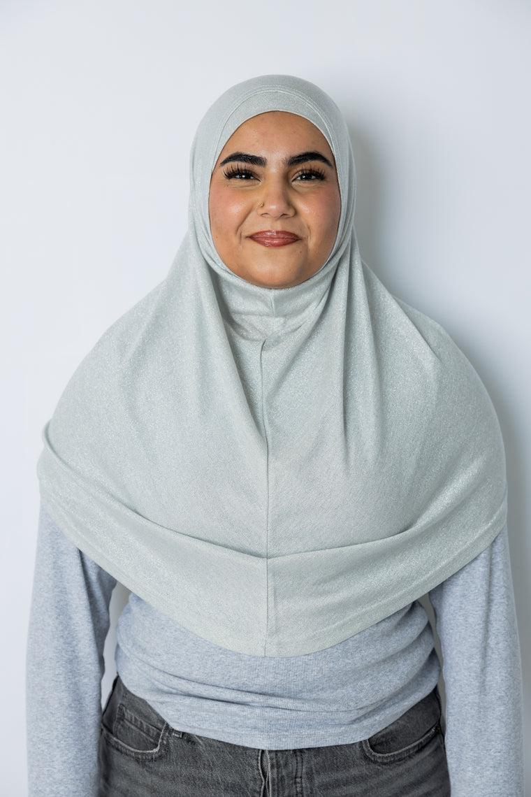 Two Piece Shimmer Jersey Hijab - Silver