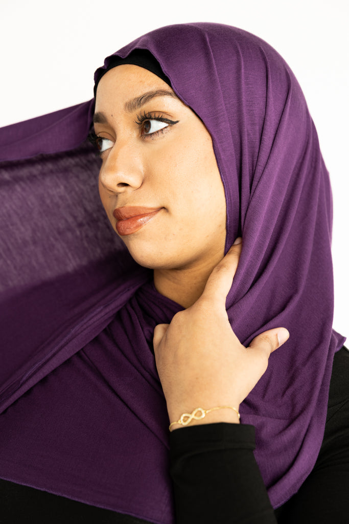 jersey hijab in plum dark purple