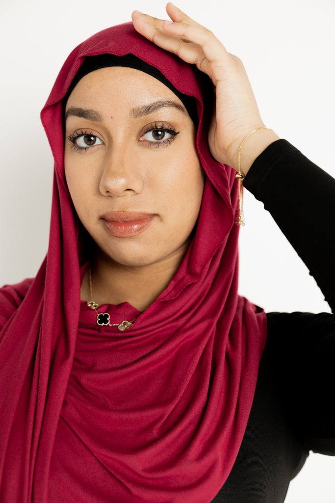 dark red jersey hijab