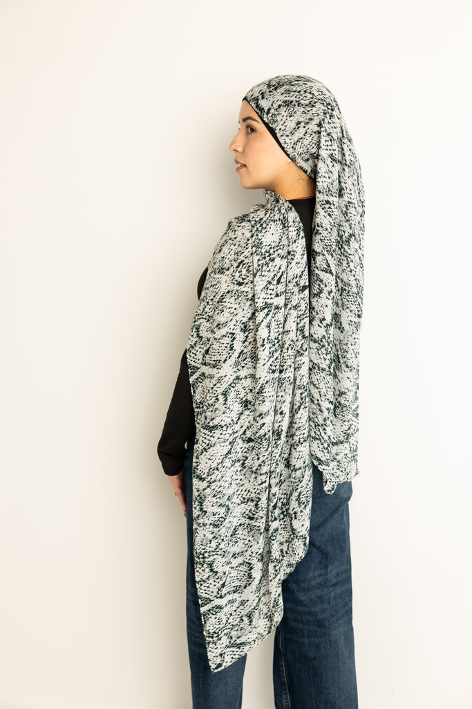 snake skin animal print modal hijab in size standard 