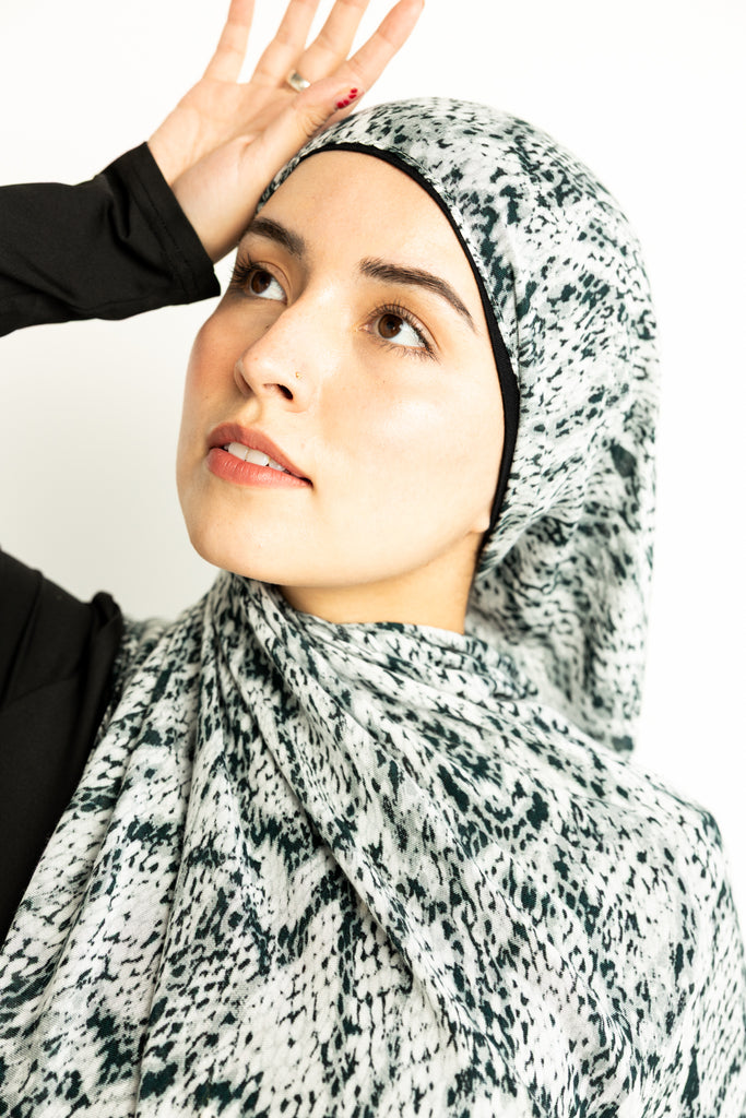 snake skin animal print modal hijab in size standard 