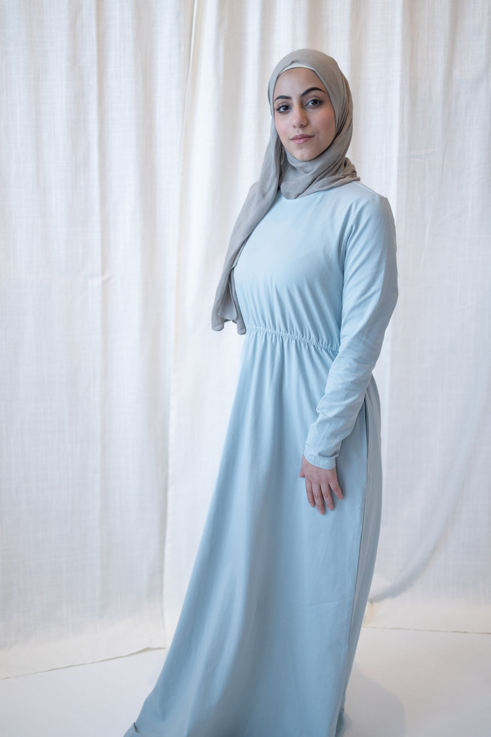 Basic Long Sleeve Maxi Dress - Mint Blue – Bella Hijabs