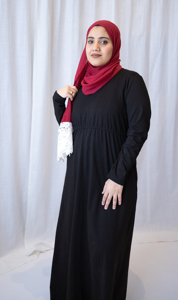 simple black long sleeve maxi dress with pockets