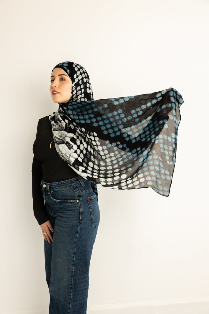 Mysterious, bold, and effortlessly chic—the Midnight Serpent Modal Hijab