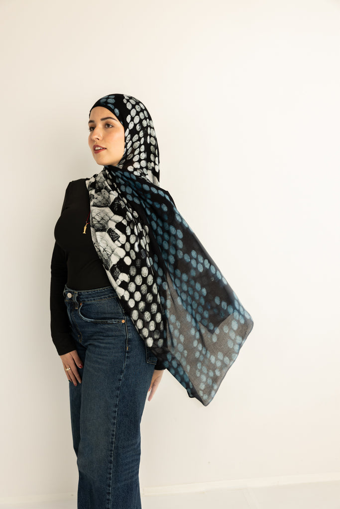 Mysterious, bold, and effortlessly chic—the Midnight Serpent Modal Hijab