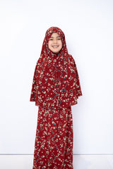 skirt for salah set with maroon floral print
