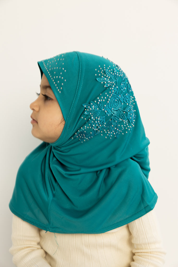 slip on baby girl hijab with jewels