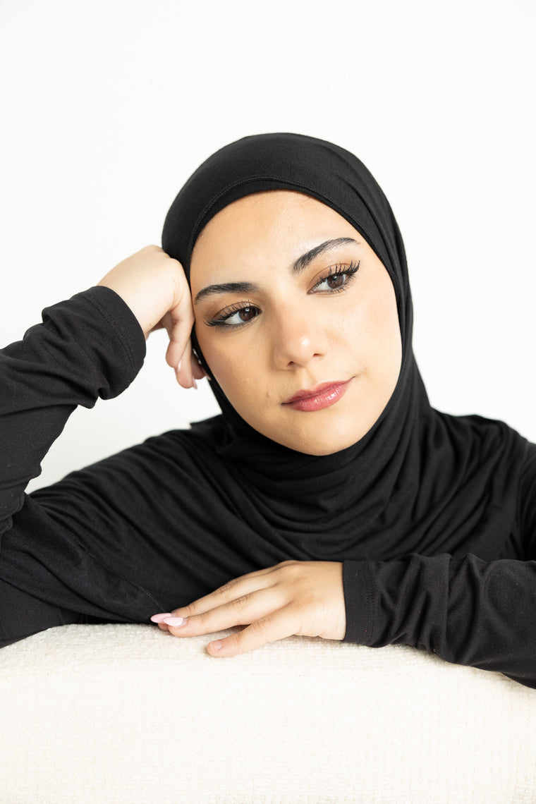 Jersey Hijab + Matching Undercap Black