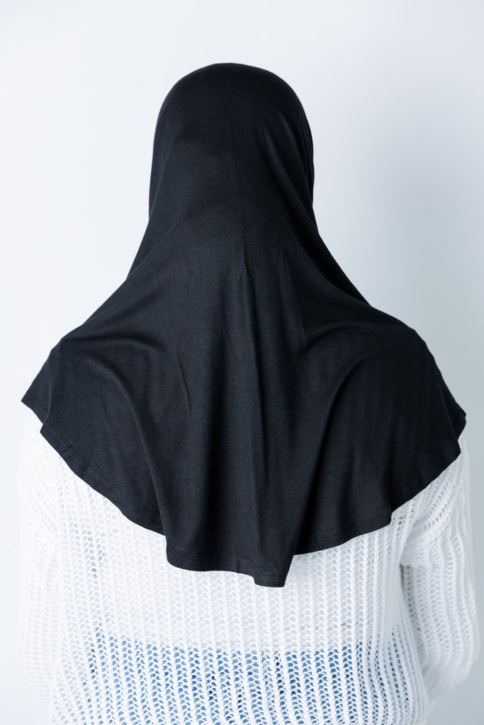 One Piece Slip on Jersey Hijab - Black