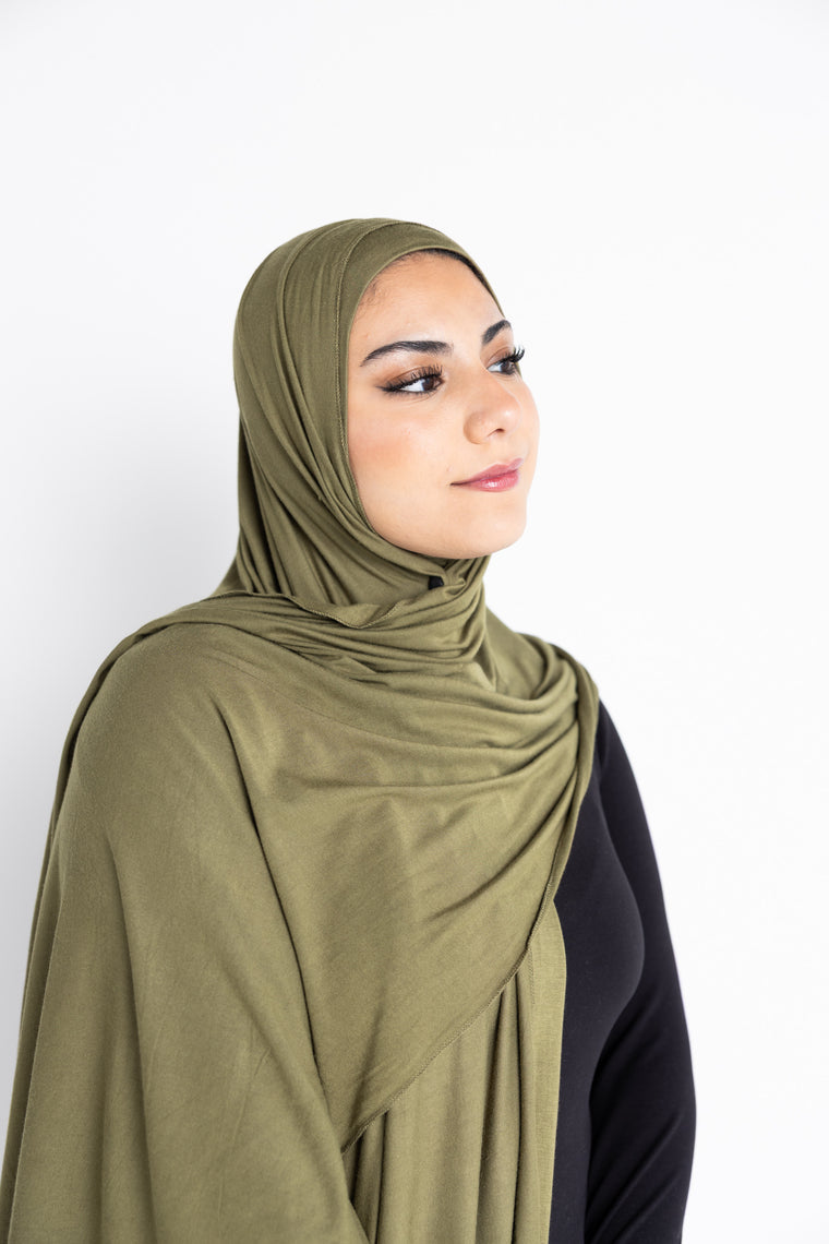 Jersey Hijab + Matching Undercap Olive