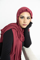 Jersey Hijab + Matching Undercap Maroon