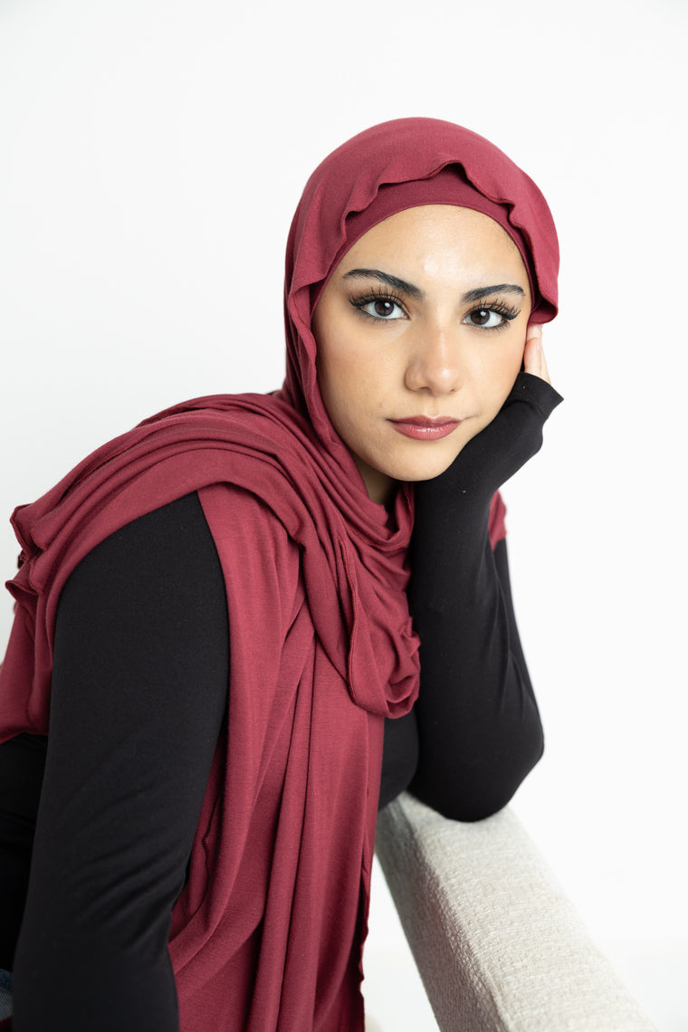 Jersey Hijab + Matching Undercap Maroon