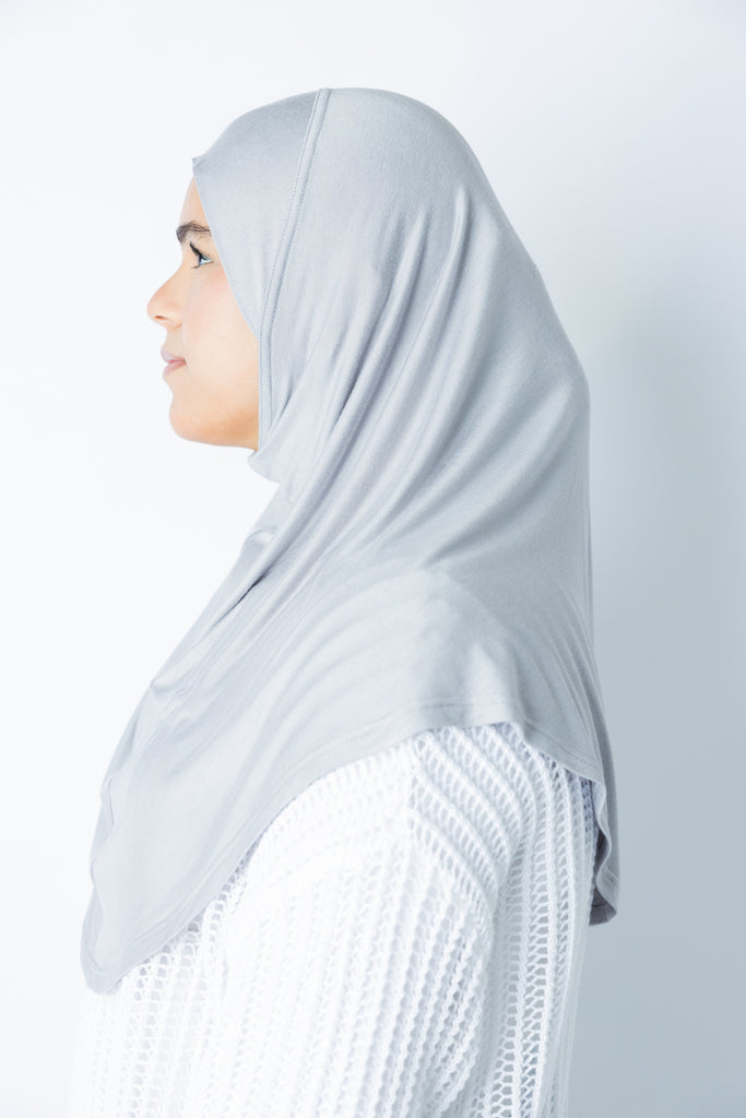 One Piece Slip on Jersey Hijab - Silver