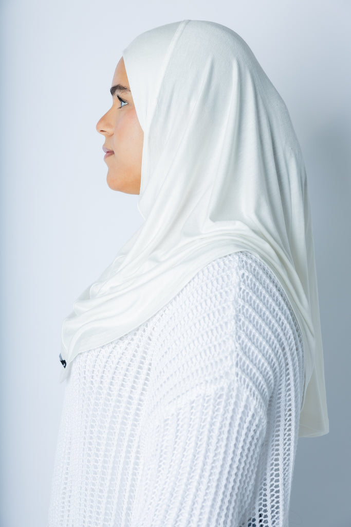 One Piece Slip on Jersey Hijab - White