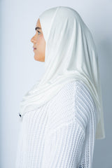 One Piece Slip on Jersey Hijab - White